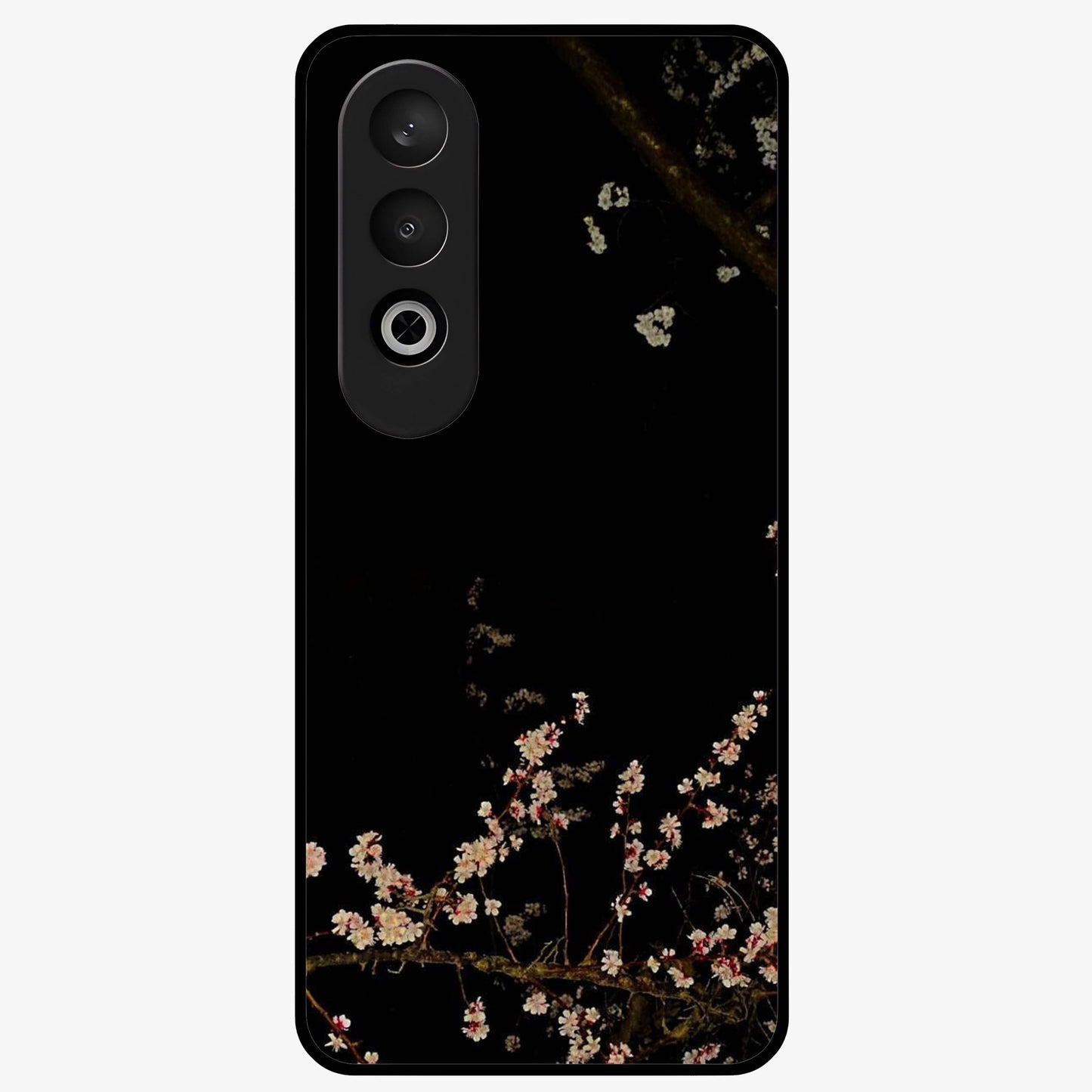 Petal Moon Light With Custom Name Glass Case for 1+Nord CE 4 graceful front view featuring floral artwork under moonlight with personalized name design