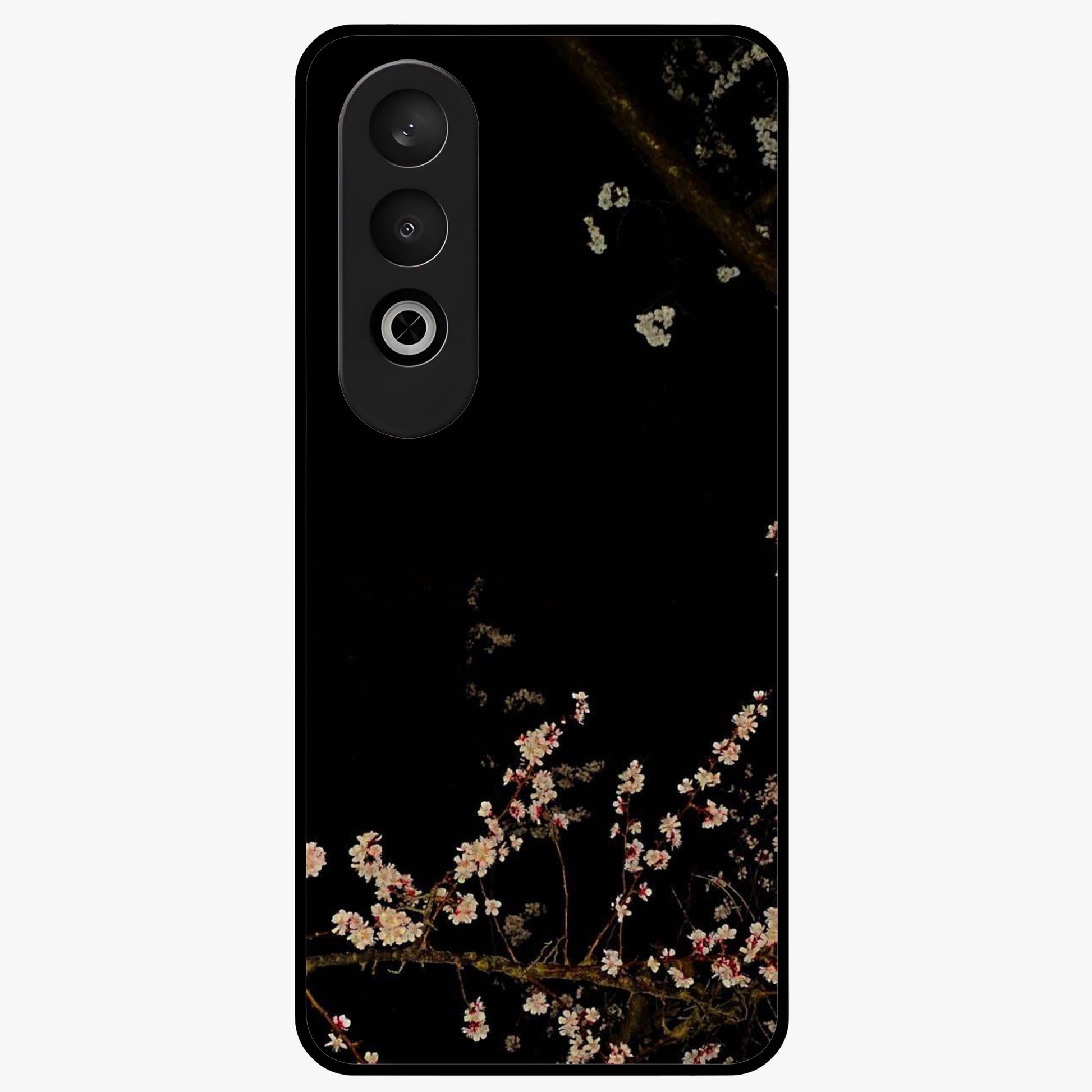 Petal Moon Light With Custom Name Glass Case for 1+Nord CE 4 graceful front view featuring floral artwork under moonlight with personalized name design