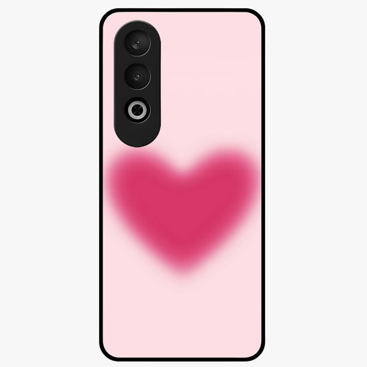 Pink Aura Heart Glass Case for 1+Nord CE 4 soft front view featuring glowing heart artwork in pastel pink tones