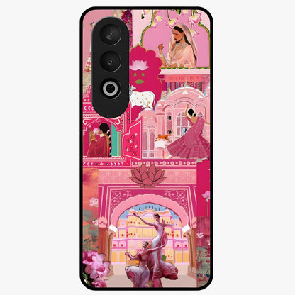 Pink Palace Muse Glass Case for 1+Nord CE 4 elegant front view featuring palace inspired artwork in soft pink hues