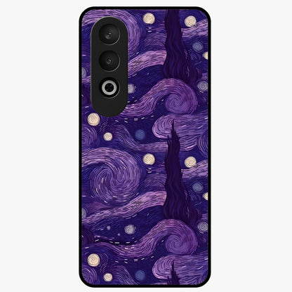 Purple Swirls Glass Case for 1+Nord CE 4 artistic front view featuring flowing swirl artwork in rich purple tones