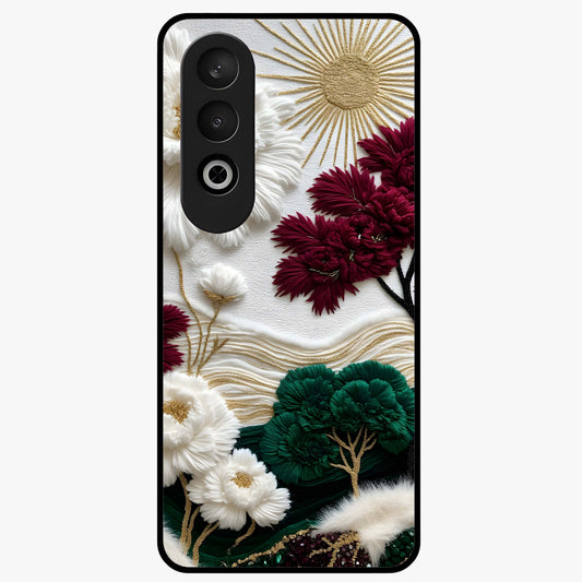 Radiant Bloom Elegance Glass Case for 1+Nord CE 4 elegant front view featuring luminous floral artwork