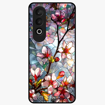 Radiant Bloom Glow Glass Case for 1+Nord CE 4 vibrant front view featuring glowing floral artwork in warm tones