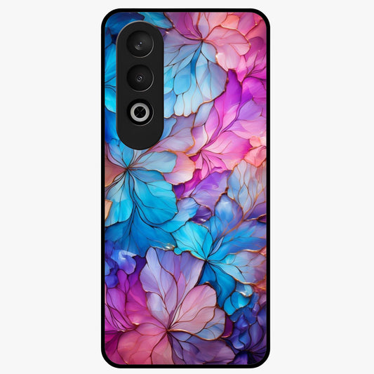 Radiant Floral Whirl Glass Case for 1+Nord CE 4 artistic front view featuring swirling floral artwork