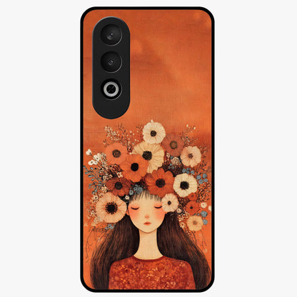 Radiant Flower Thoughts Glass Case for 1+Nord CE 4 soft front view featuring delicate floral artwork with artistic vibe