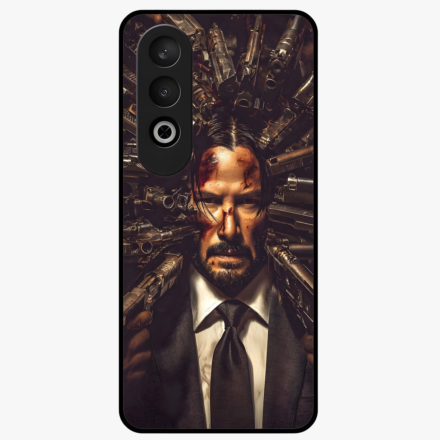 Relentless Shadow Assassin Glass Case for 1+Nord CE 4 intense front view featuring dark warrior inspired artwork