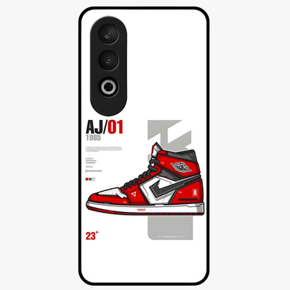 Retro Sneaker Blueprint Glass Case for 1+Nord CE 4 bold front view featuring sneaker blueprint style artwork