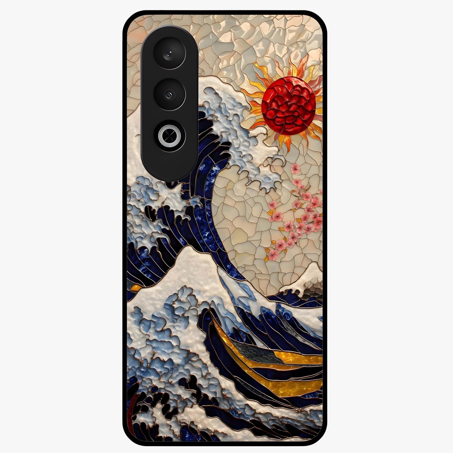 Rising Wave Glory Glass Case for 1+Nord CE 4 dynamic front view featuring powerful wave inspired artwork