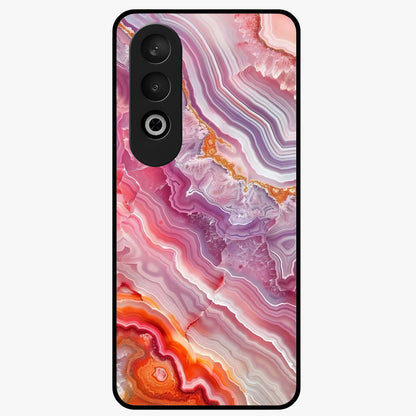 Rose Quartz Marble Glass Case for 1+Nord CE 4 elegant front view featuring soft pink marble texture artwork