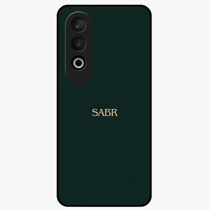 Sabr Minimal Patience Glass Case for 1+Nord CE 4 clean front view featuring minimalist typography artwork