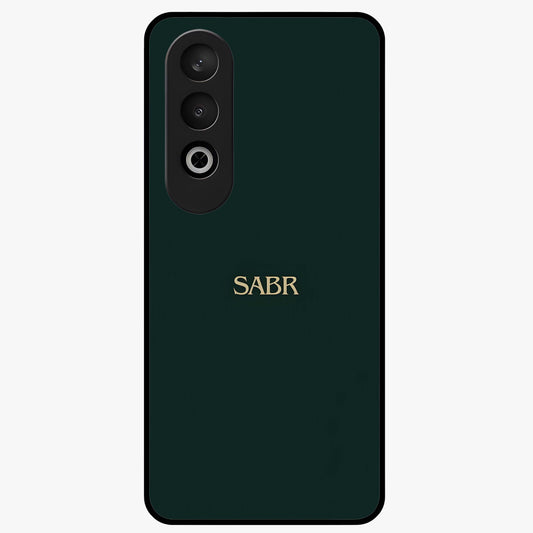 Sabr Minimal Patience Glass Case for 1+Nord CE 4 clean front view featuring minimalist typography artwork
