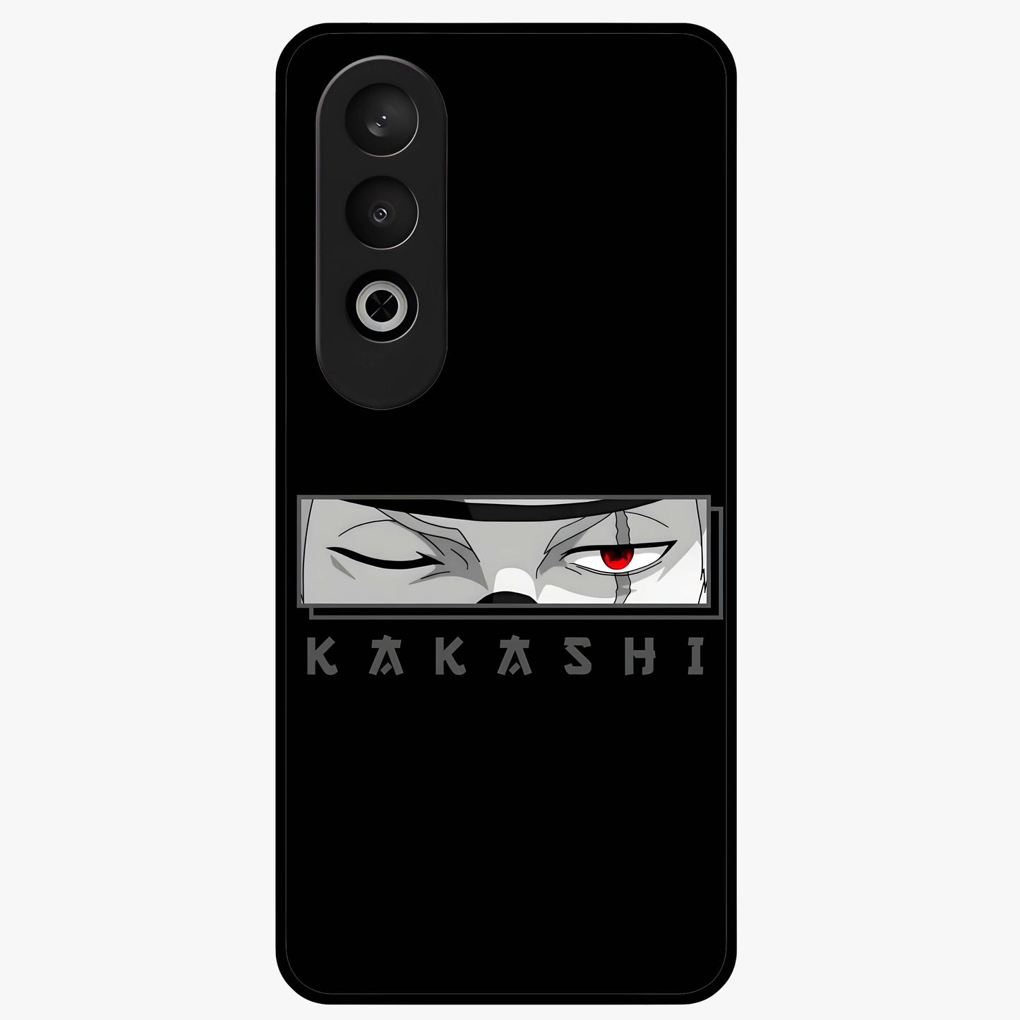 Scarlet Ninja Gaze Glass Case for 1+Nord CE 4 striking front view featuring ninja inspired artwork in crimson tones