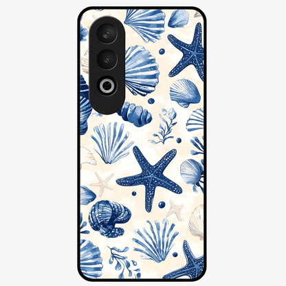 Seaside Starfish Magic Glass Case for 1+Nord CE 4 cheerful front view featuring starfish artwork in ocean tones