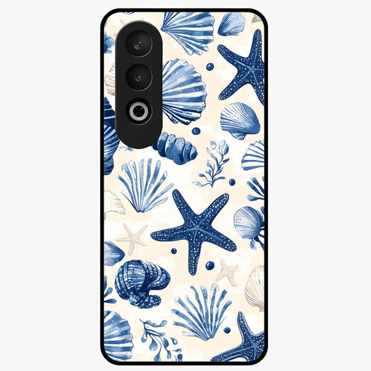 Seaside Starfish Magic Glass Case for 1+Nord CE 4 cheerful front view featuring starfish artwork in ocean tones