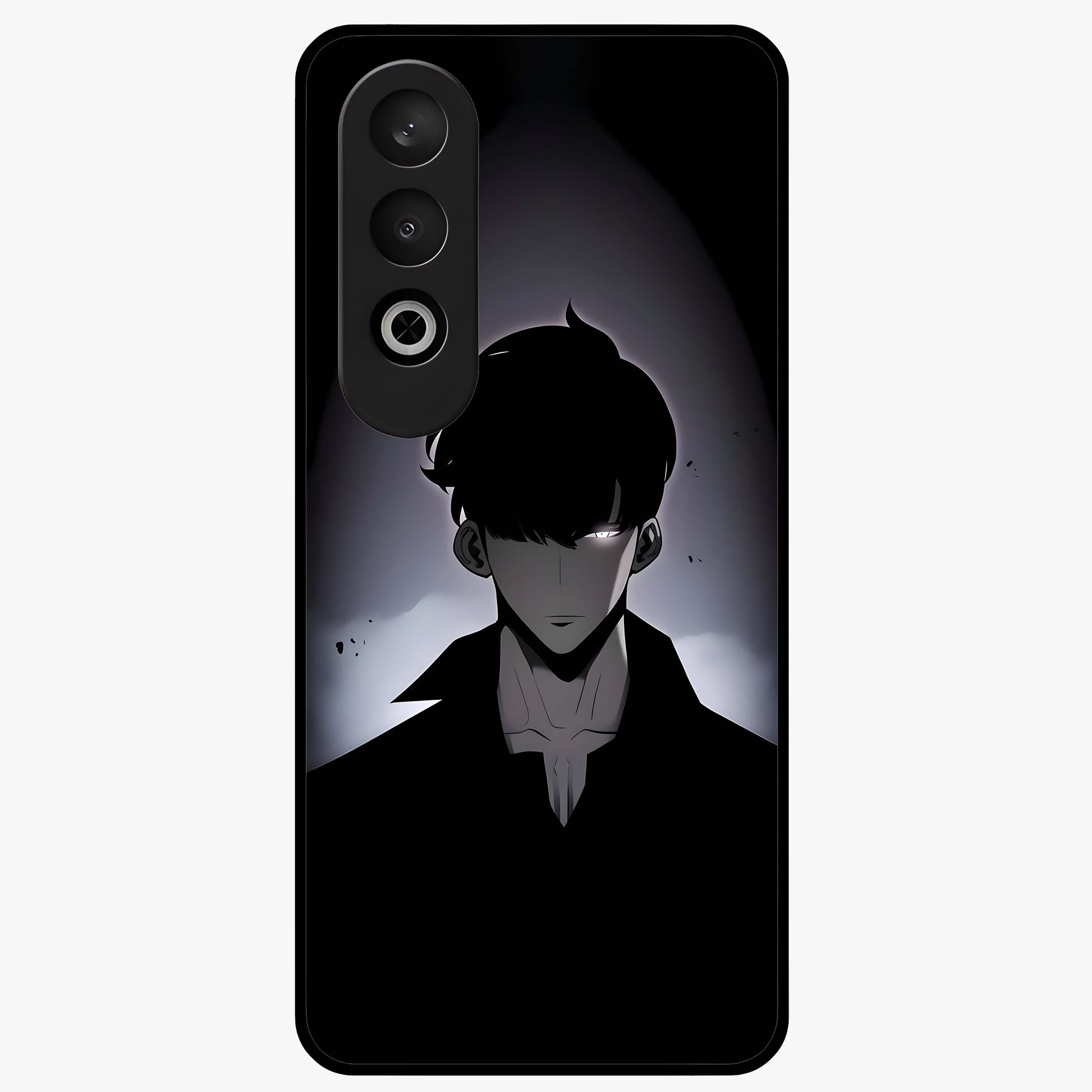 Silent Shadow Awakening Glass Case for 1+Nord CE 4 intense front view featuring dark warrior inspired artwork