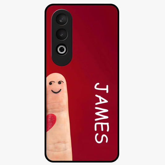 Smiling Heart Bond Glass Case for 1+Nord CE 4 cute front view featuring playful heart themed artwork