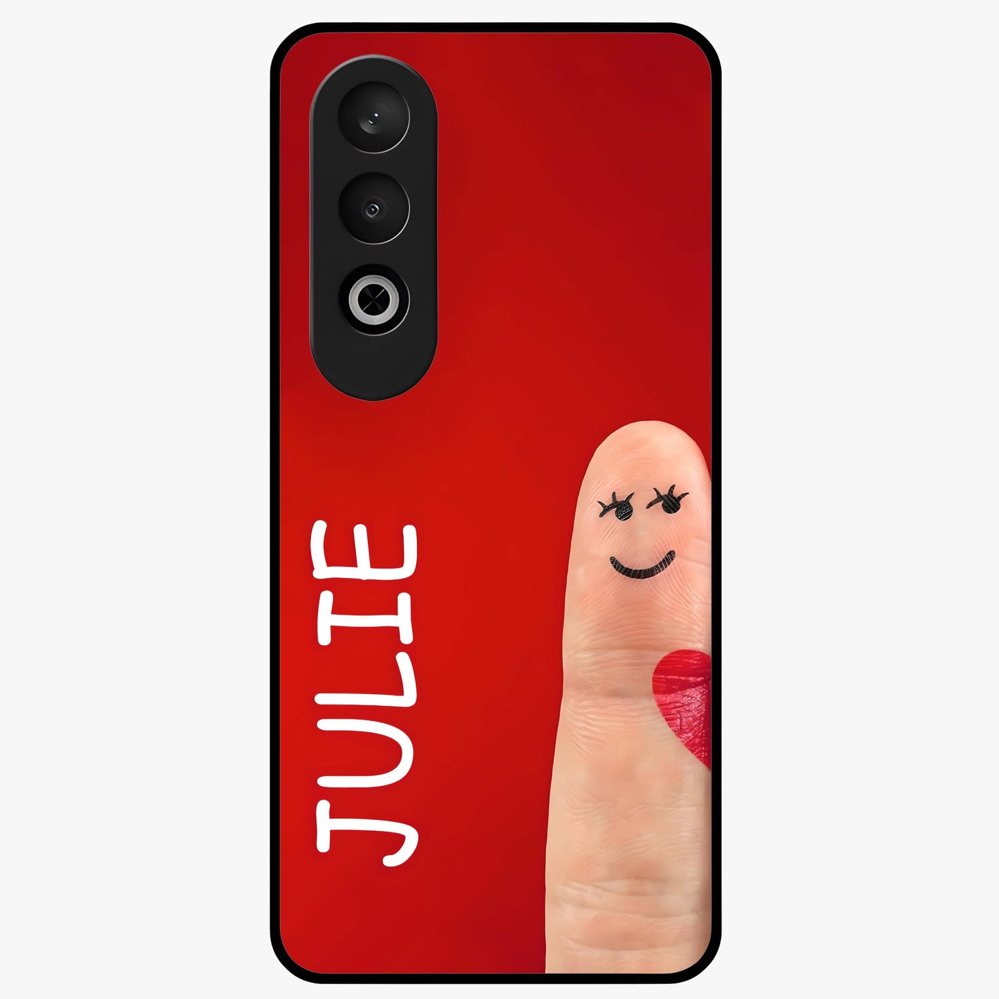 Smiling Love Sign Glass Case for 1+Nord CE 4 romantic front view featuring love sign inspired artwork