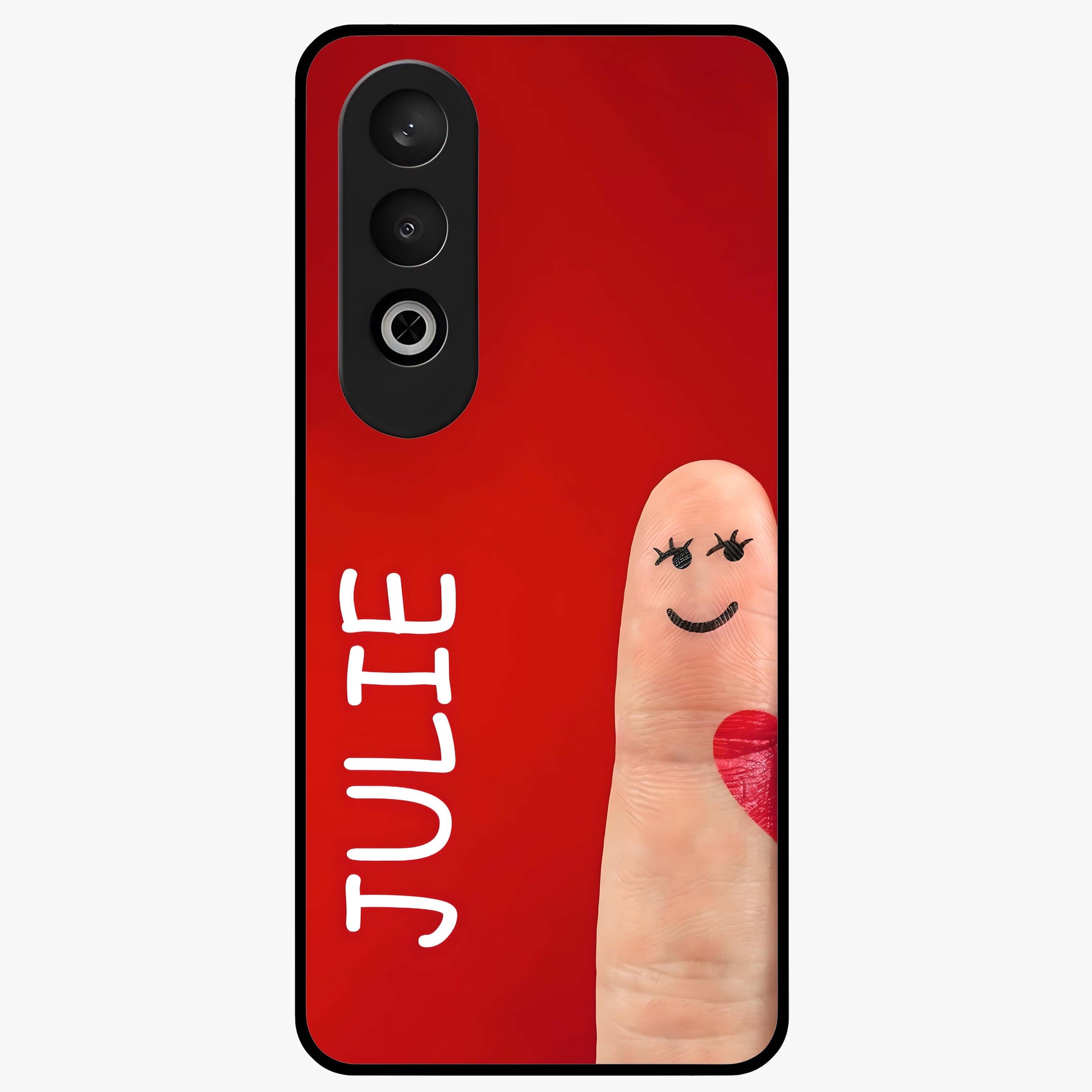 Smiling Love Sign Glass Case for 1+Nord CE 4 romantic front view featuring love sign inspired artwork