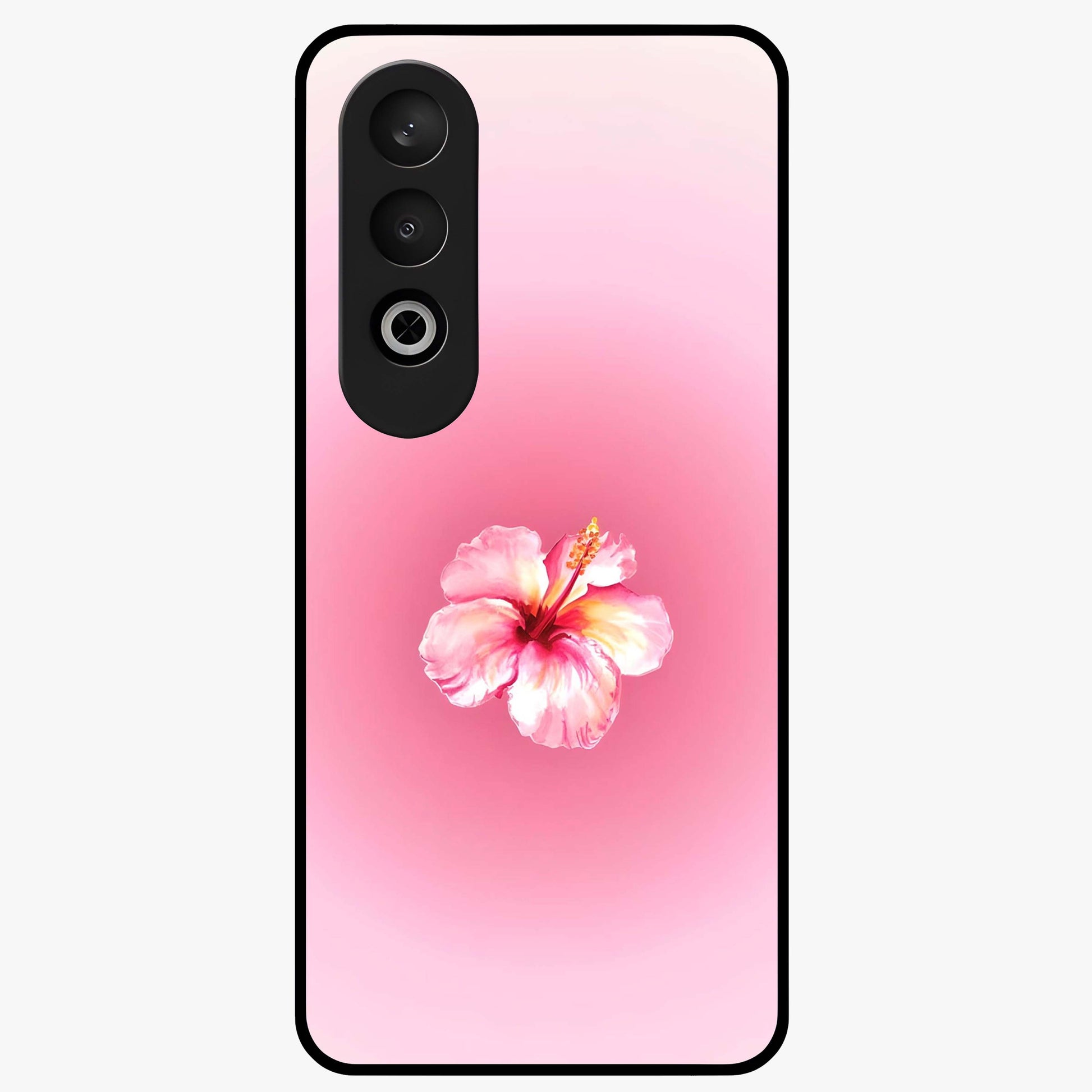 Soft Petal Serenity Glass Case for 1+Nord CE 4 elegant front view featuring gentle floral artwork in muted tones