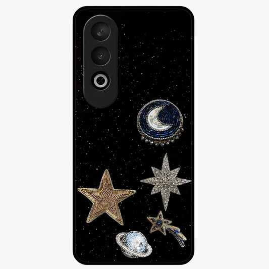 Starlit Cosmic Dreams Glass Case for 1+Nord CE 4 vibrant front view featuring galaxy inspired artistic artwork
