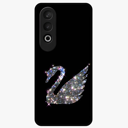 Starlit Swan Grace Glass Case for 1+Nord CE 4 graceful front view featuring swan artwork under shimmering night sky