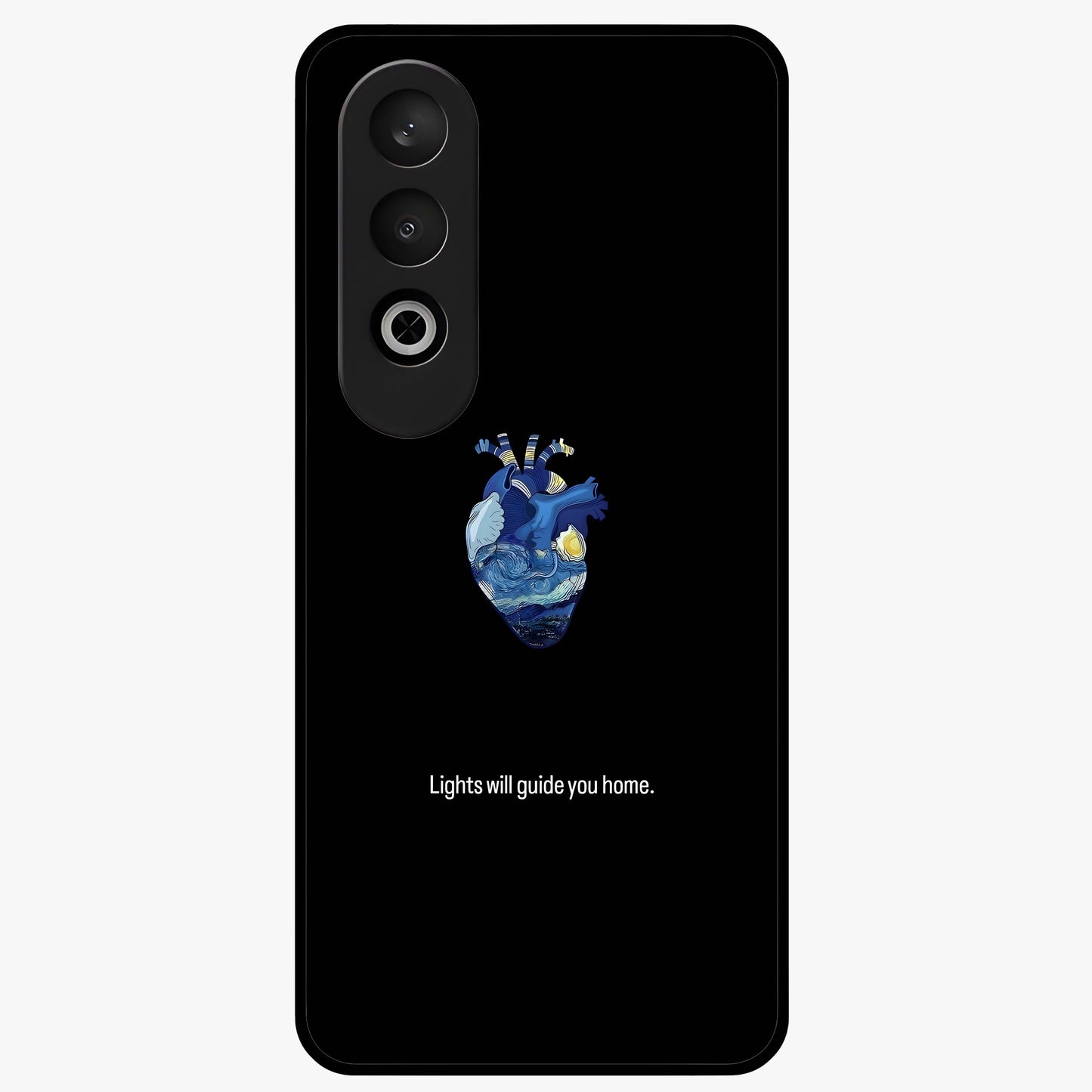 Starry Heart Compass Glass Case for 1+Nord CE 4 artistic front view featuring heart shaped compass artwork with star details