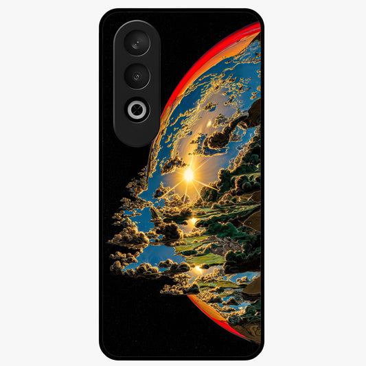 Sunrise Bursting Glass Case for 1+Nord Ce 4 radiant front view featuring vibrant sunrise inspired artwork