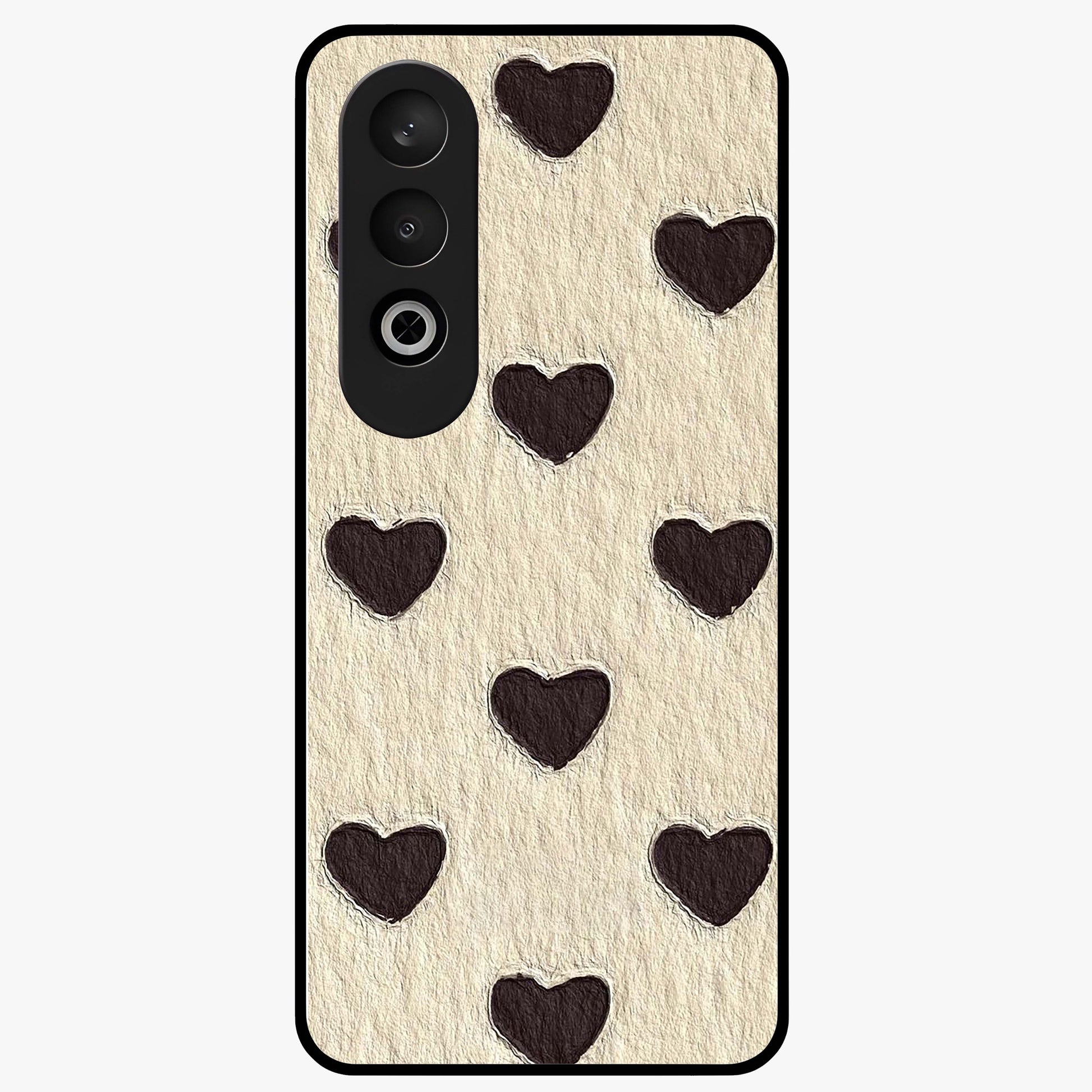 Textured Love Pattern Glass Case for 1+Nord Ce 4 romantic front view featuring heart themed textured artwork
