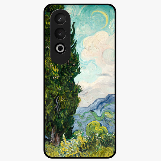 Van Gogh Vintage Art Glass Case for 1+Nord Ce 4 elegant front view featuring classic vintage inspired artwork