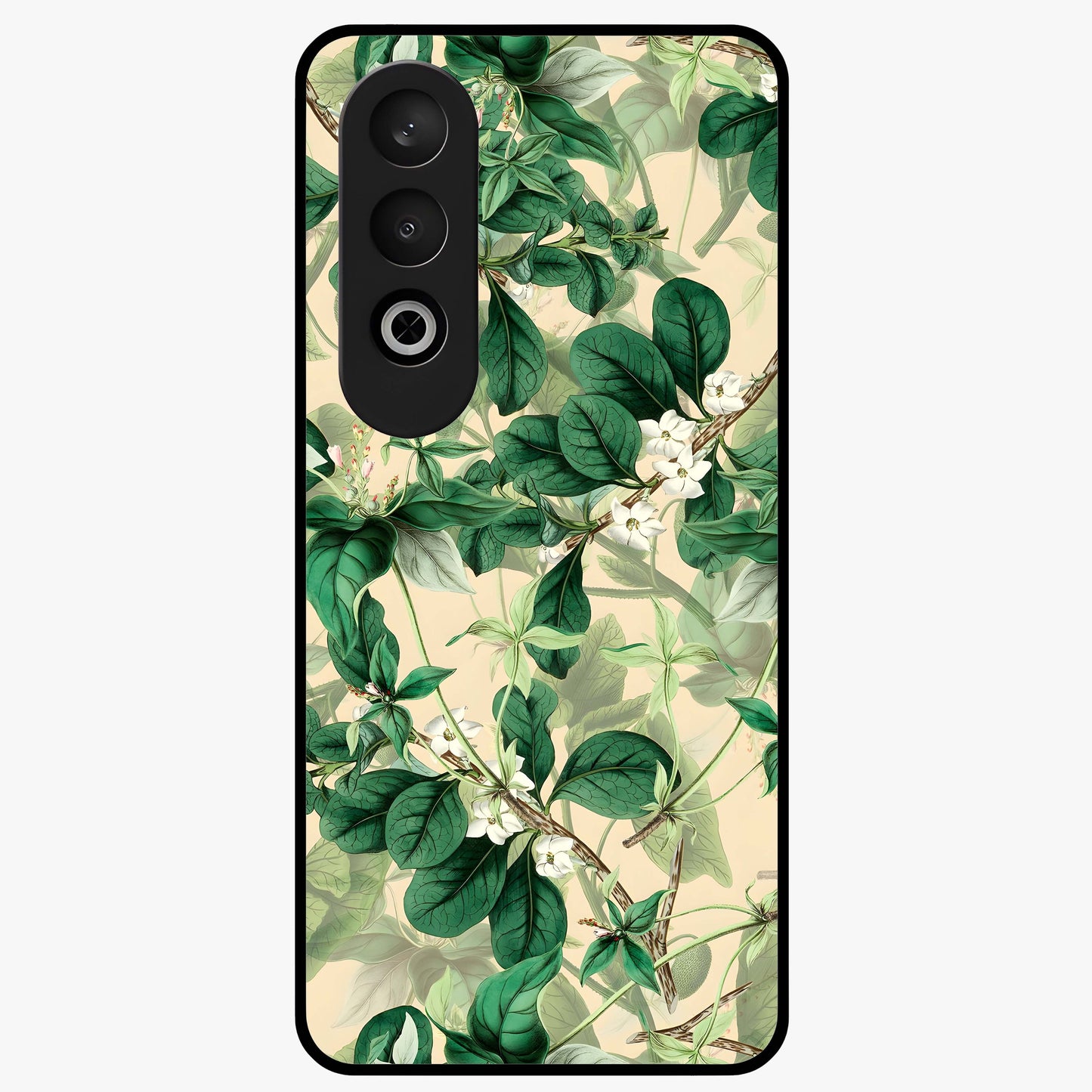 Verdant Garden Whispers Glass Case for 1+Nord CE 4 serene front view featuring lush green floral artwork