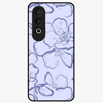 Violet Sketch Garden Glass Case for 1+Nord Ce 4 artistic front view featuring floral sketch artwork in violet tones