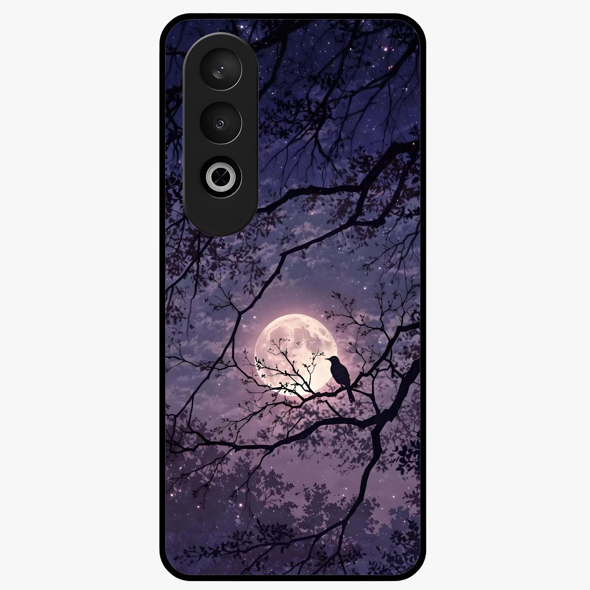Whispering Moon Silence Glass Case for 1+Nord CE 4 serene front view featuring moon inspired artwork in calm night tones