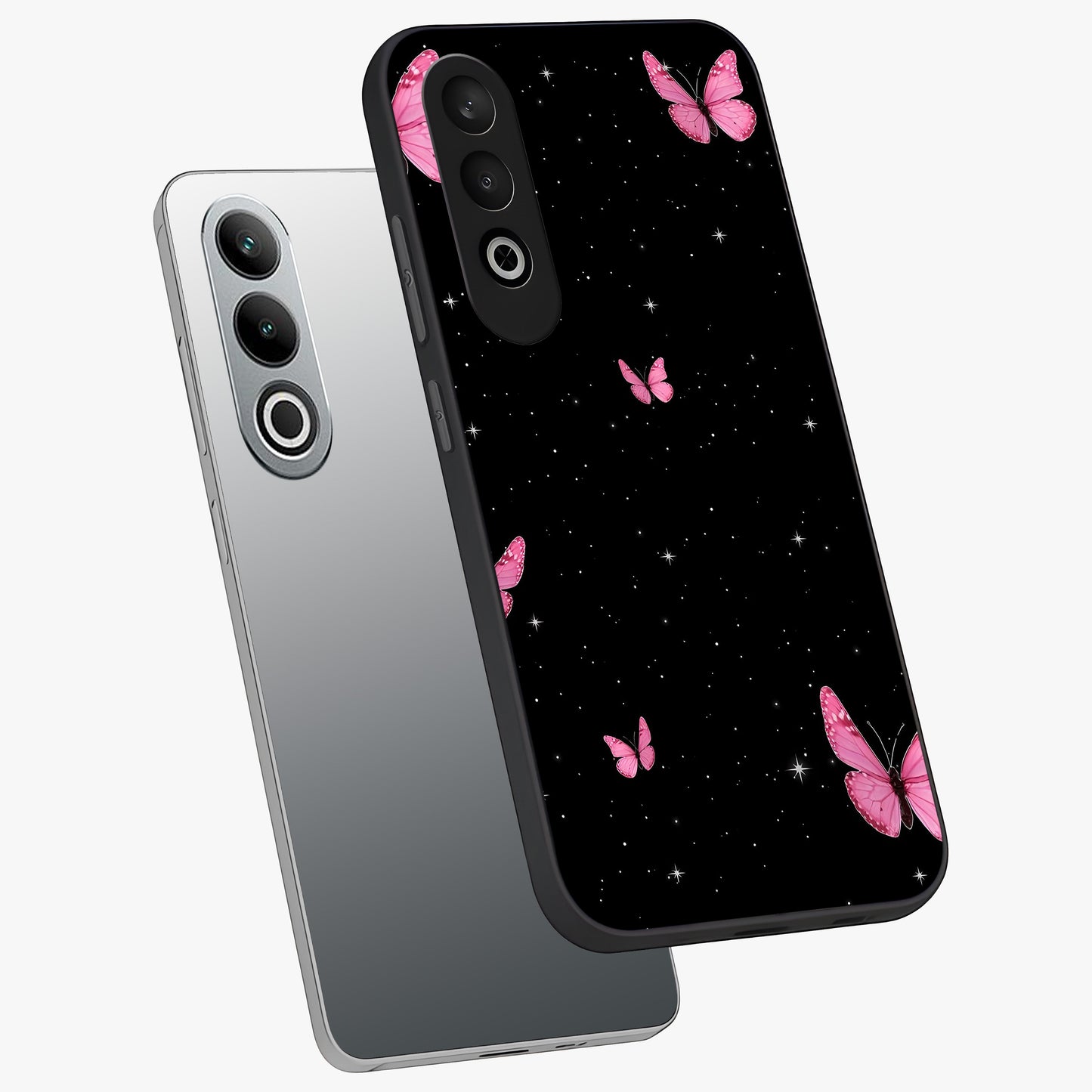 Blinking Butterfly Glass Case for 1+Nord Ce 4 captured at a warm angle highlighting soft wing details, gloss, and edge clarity.