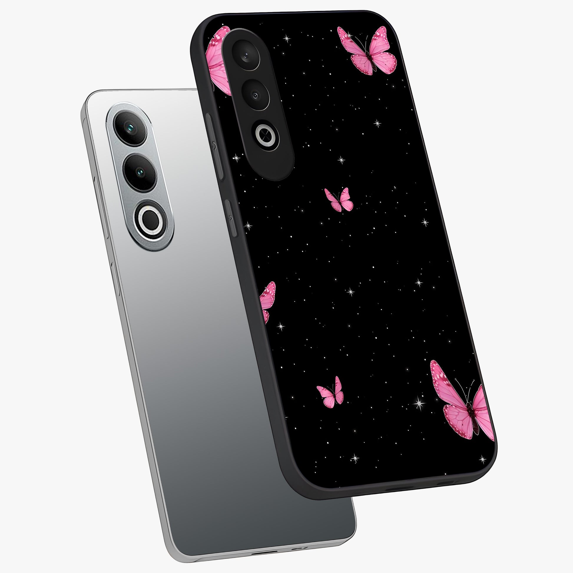 Blinking Butterfly Glass Case for 1+Nord Ce 4 captured at a warm angle highlighting soft wing details, gloss, and edge clarity.