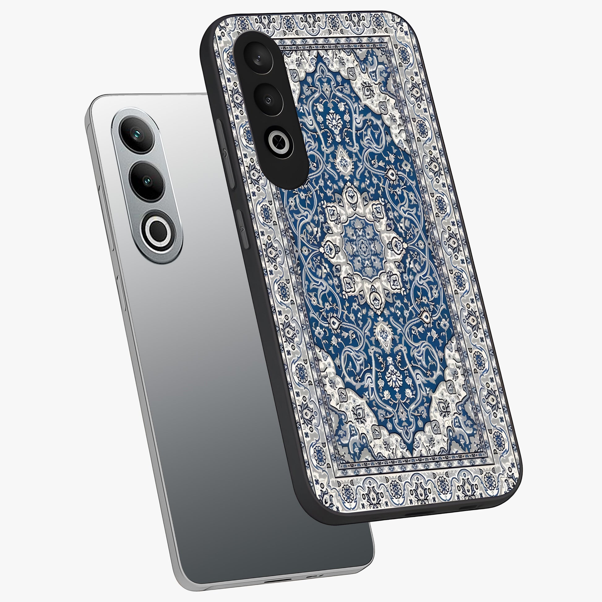 Blue Palace Dream Glass Case for 1+Nord Ce 4 angled mockup showcasing glossy finish and luxurious architectural detailing