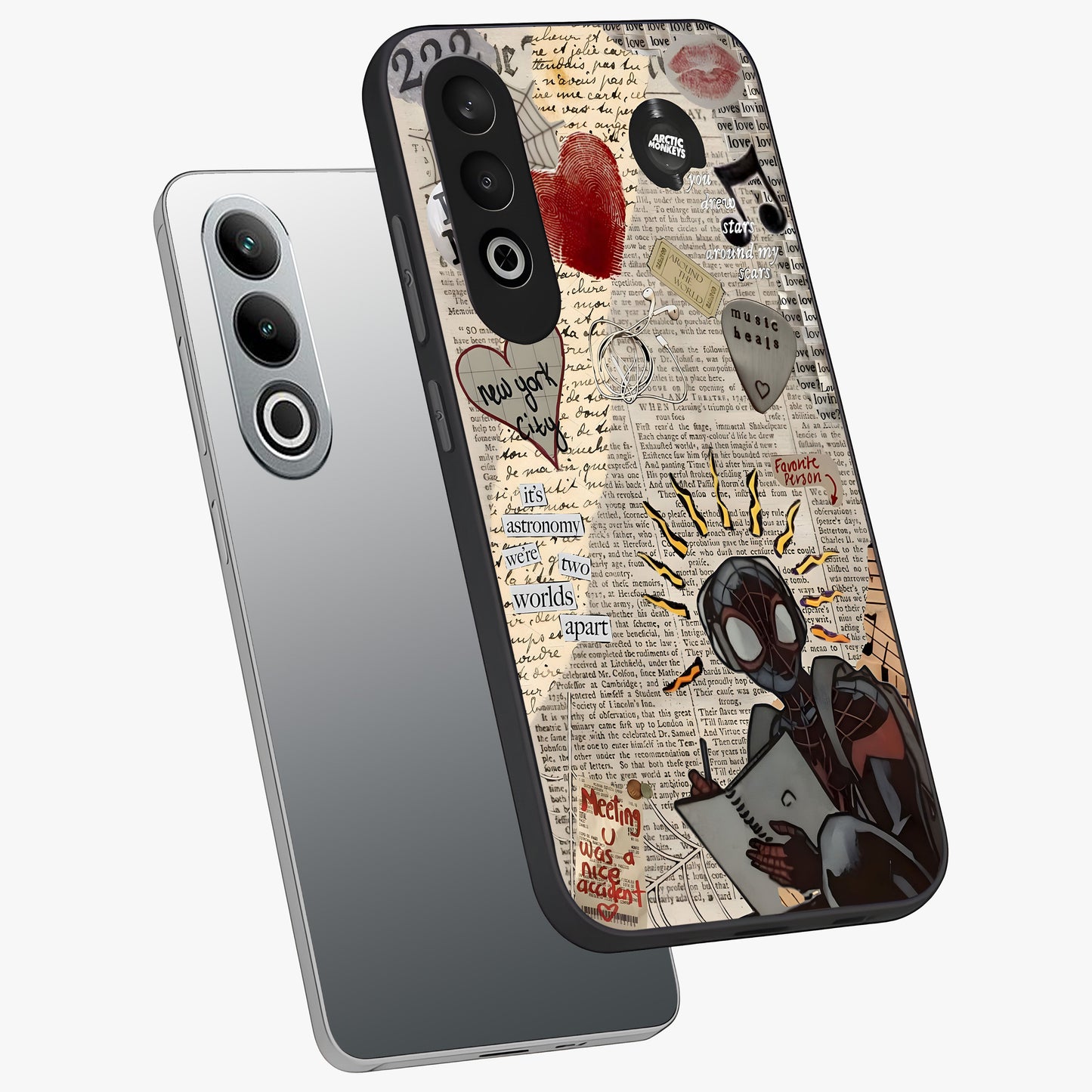 City Dream Sketch Glass Case for 1+Nord CE 4 captured at a warm angle highlighting urban line details, gloss, and edge clarity.