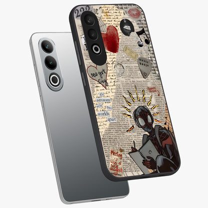 City Dream Sketch Glass Case for 1+Nord CE 4 captured at a warm angle highlighting urban line details, gloss, and edge clarity.