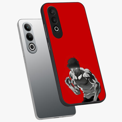 Crimson Power Rush Glass Case for 1+Nord Ce 4 angled mockup showcasing glossy finish and high energy design