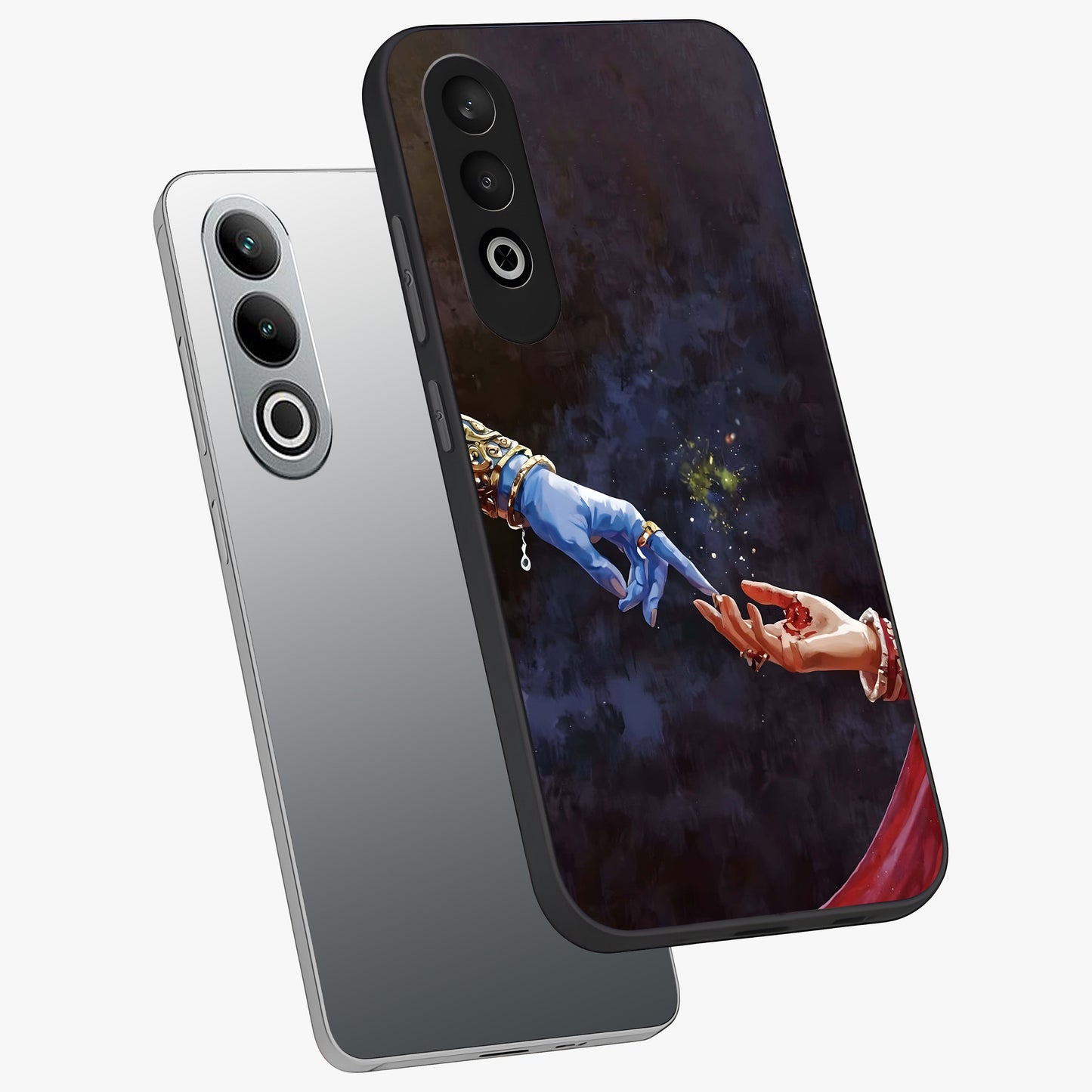 Divine Touch Eternal Glass Case for 1+Nord CE 4 angled mockup showcasing glossy finish and elegant design tones