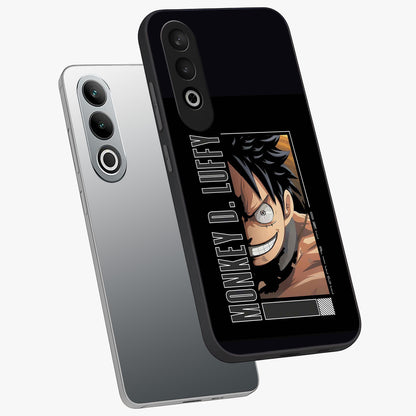 Fearless Pirate Smile Glass Case for 1+Nord CE 4 angled mockup showcasing glossy finish and dark adventurous tones