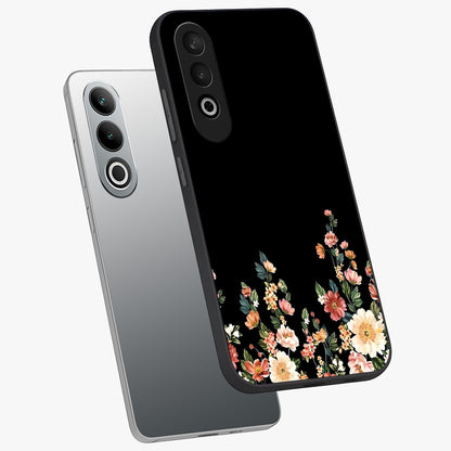 Floral Design With a Custom Personalized Name Glass Case for 1+Nord CE 4 angled mockup showcasing glossy finish and elegant bloom detailing