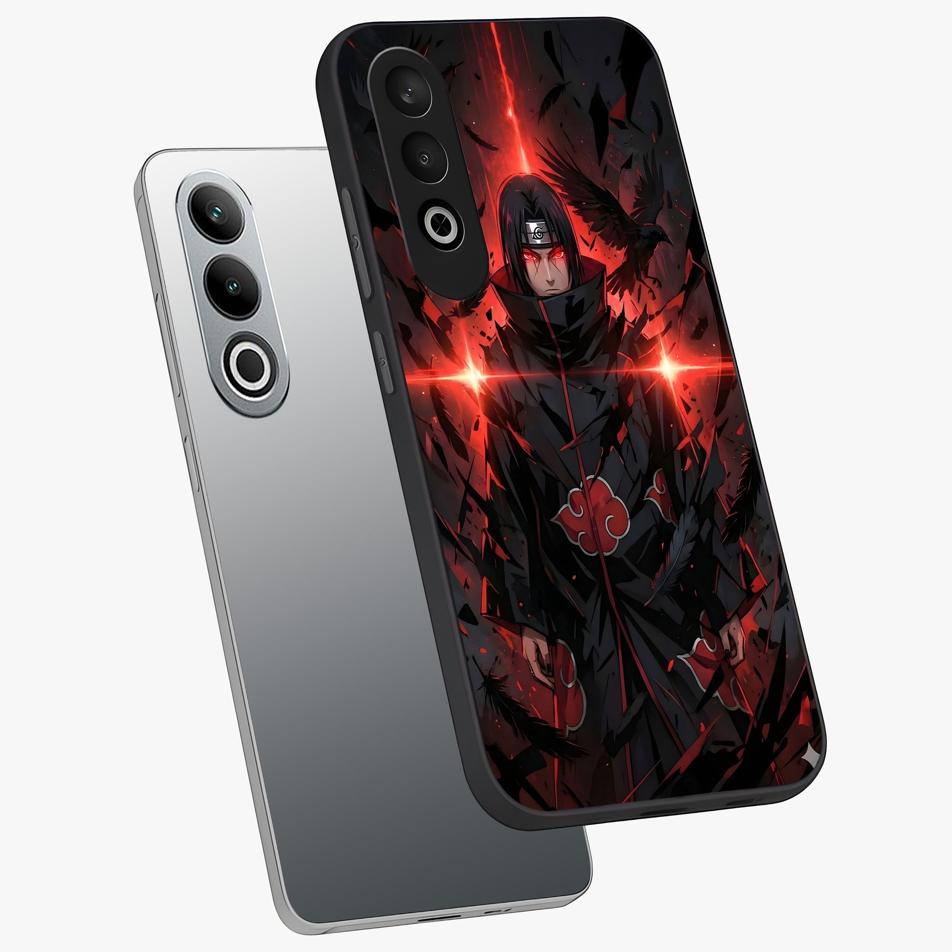 Focused Blade Discipline Glass Case for 1+Nord Ce 4 angled mockup showcasing glossy finish and intense warrior detailing