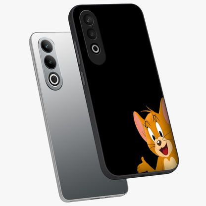 Forever Chasing Love Jerry Glass Case for 1+Nord Ce 4 angled mockup showcasing glossy finish and vibrant character detailing