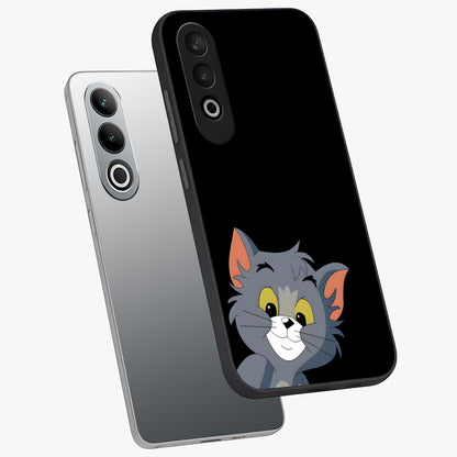 Forever Chasing Love Tom Glass Case for 1+Nord CE 4 angled mockup showcasing glossy finish and lively cartoon detailing