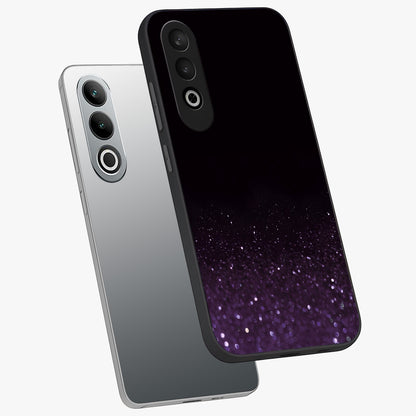Glittery Purple Bokeh Glass Case for 1+Nord CE 4 angled mockup showcasing glossy finish and luminous shimmer tones
