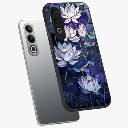 Gloss Petal Rush Glass Case for 1+Nord CE 4 angled mockup showcasing shiny glass finish and vibrant bloom detailing