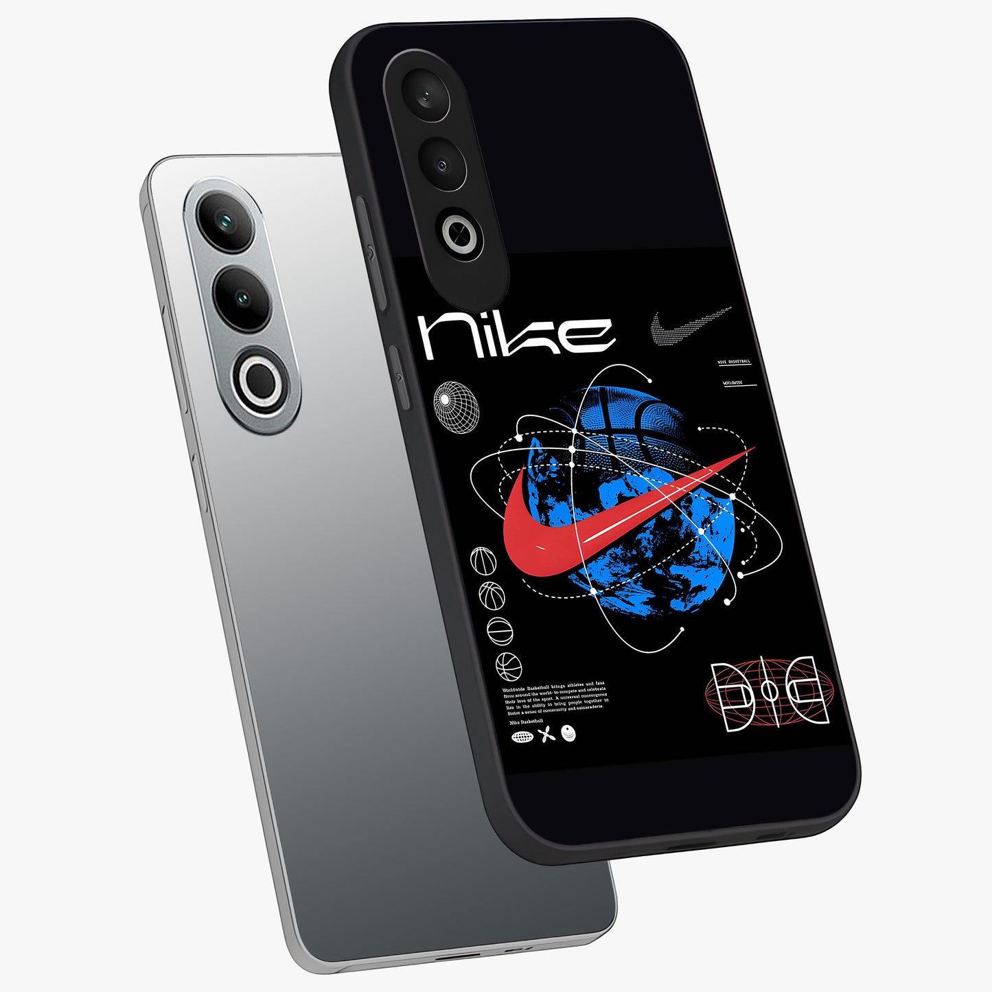 Gravity Sports Fusion Glass Case for 1+Nord CE 4 angled mockup showcasing glossy finish and high energy detailing