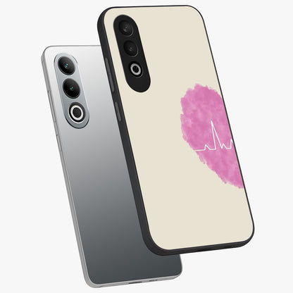 Heartbeat of Love Glass Case for 1+Nord CE 4 angled mockup showcasing glossy finish and warm red tones