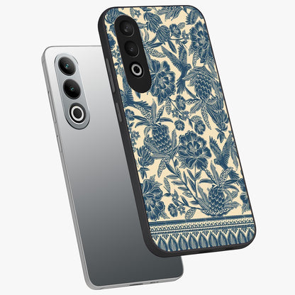 Heirloom Wild Bloom Glass Case for 1+Nord CE 4 angled mockup showcasing glossy finish and rich botanical textures