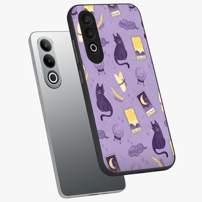 Humble Magic Cats Glass Case for 1+Nord CE 4 captured at a warm angle highlighting playful magical details, gloss, and edge clarity.